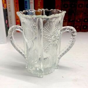 O559 Double Handled Paneled Thistle Celery Vase by Higbee